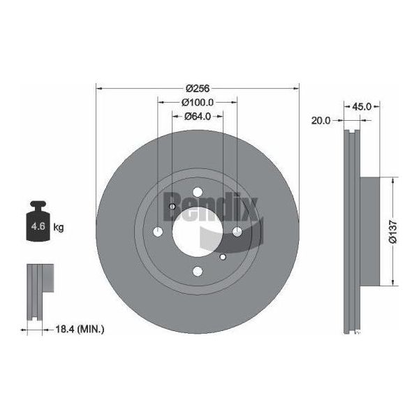 Bendix Braking BDS1575 Disco Freno Oe MR569931 Compatibile Con Colt-image
