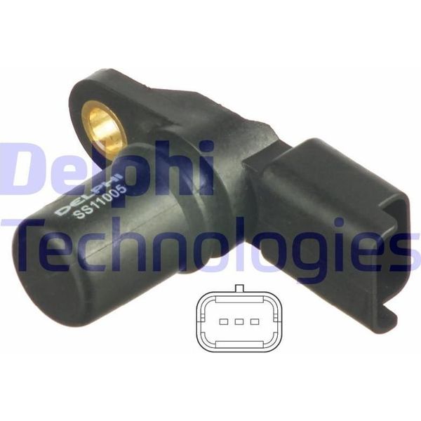 Delphi SS11005 Sensore Posizione Albero A Camme Oe 7701058077 Compatibile Con Clio, Scenic, Kangoo, Movano, Tiida, Qashqai, Note, Micra, Kubistar, Interstar, Cabstar, Almera, Sandero, Logan, Duster, Laguna, Master, Megane, Modus, Thalia, Twingo-image