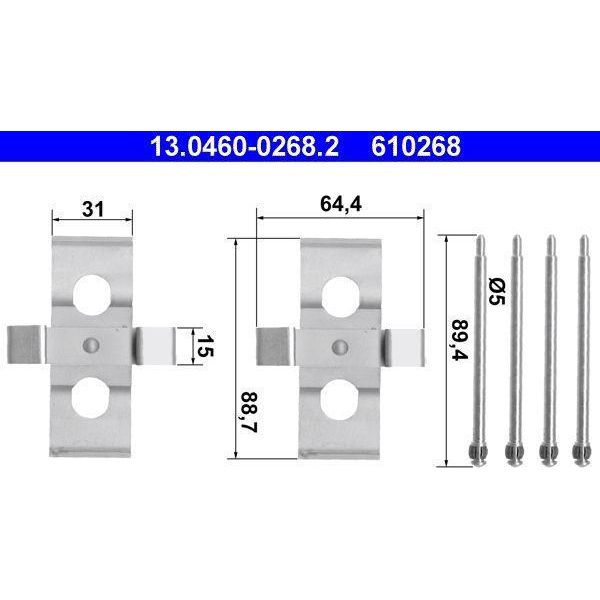 Ate 13.0460-0268.2 Set Di Accessori, Pastiglie Freno A Disco Oe Compatibile Con Classe E-image