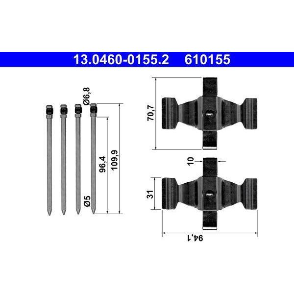 Ate 13.0460-0155.2 Set Di Accessori, Pastiglie Freno A Disco Oe 0004217574 Compatibile Con Cls, Classe E, Sl-image