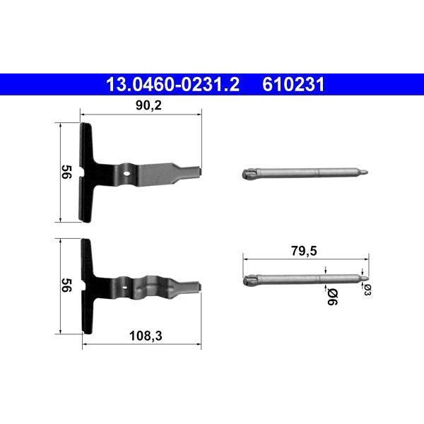 Ate 13.0460-0231.2 Set Di Accessori, Pastiglie Freno A Disco Oe 0004213274 Compatibile Con Classe C, Classe Clc, Clk, Classe E, Slk-image
