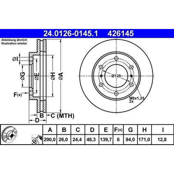 Ate 24.0126-0145.1 Disco Freno Oe 4615A061 Compatibile Con Pajero-image