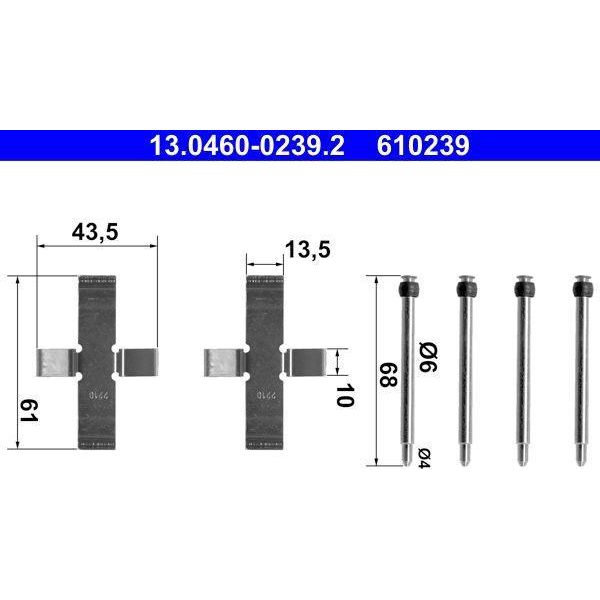 Ate 13.0460-0239.2 Set Di Accessori, Pastiglie Freno A Disco Oe 0004215291 Compatibile Con Classe E, Classe S-image