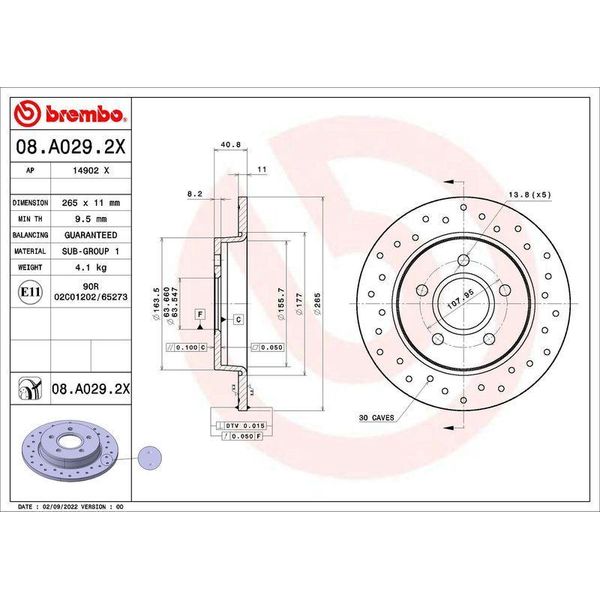 Brembo 08.A029.2X Disco Freno Oe 1223540 Compatibile Con Focus, C-Max-image