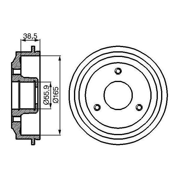 Bosch 0 986 477 066 Tamburo Freno Oe 424733 Compatibile Con Ax, Saxo, 106-image
