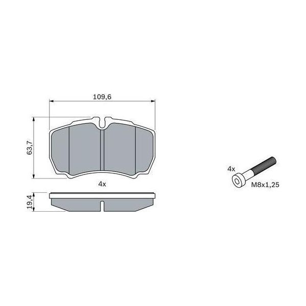 Bosch 0 986 424 750 Set Di Pastiglie Freno, Freno A Disco Oe 1501265 Compatibile Con Daily-image