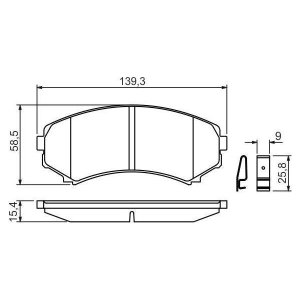 Bosch 0 986 424 709 Set Di Pastiglie Freno, Freno A Disco Oe SHY63323Z Compatibile Con Grandis, Pajero-image