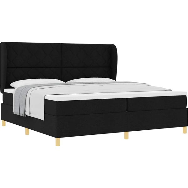 Syfax™ Letto Con Molle E Materasso Grigio Scuro 90X190 Cm Tessuto Nero-image