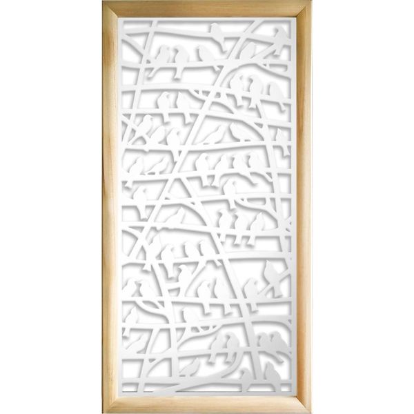 Birds - Moduli Decorativi In Legno E Pvc 47X94 Cm Bianco-image