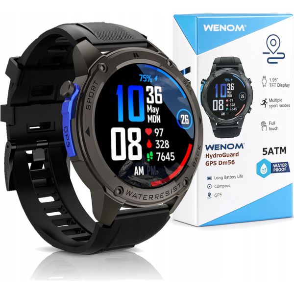 Wenom DM56 Smartwatch Sportivo Per Uomo E Donna, Gps, Impermeabile, Funzione Nuoto Pl-image
