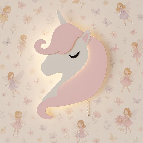 Luce Notturna Led Unicorno Pony - Montaggio A Parete Per La Cameretta Dei Bambini-image