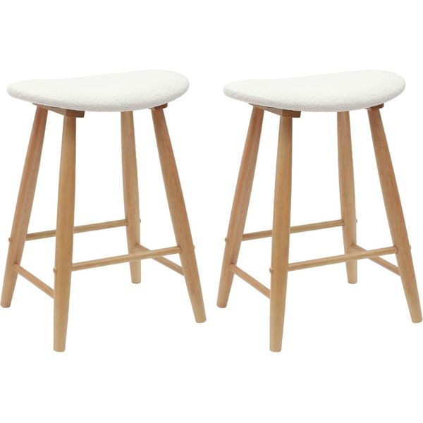 Vidaxl Sedie Da Pranzo 2 Pezzi Naturale 46 X 37 X 63 Cm Legno Di Gomma Massiccio-image