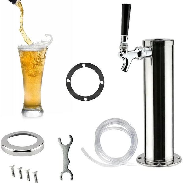 Colonna Di Spillatura Per Birra Alla Spina - Torre Di Spillatura - Acciaio Inossidabile - Rubinetto Lucido - Per Kegerator E Birra Artigianale - Grigio-image