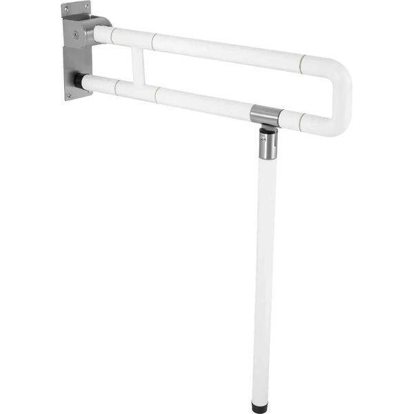 Maniglione Di Sostegno Per Wc - Ribaltabile A 180° - Montaggio A Parete - Acciaio Inossidabile - Portata 100 Kg - Bianco-image