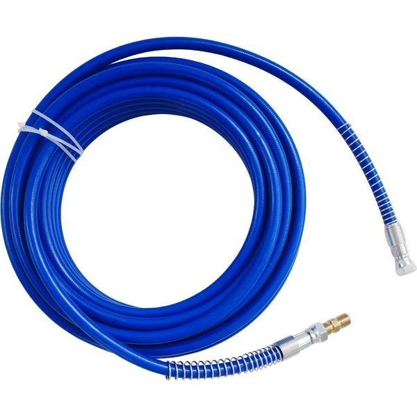 Tubo Flessibile Per Verniciatura Airless - Rinforzato In Acciaio Ad Alta Pressione - 15 M - 3300 Psi - Raccordi Da 6,35 Mm - Blu-image