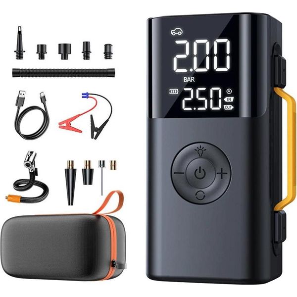 Avviamento Auto - Avviatore Con Compressore - Compressore D'aria 150 Psi - Pompa Per Pneumatici - Powerbank - Luce Led - Bianco-image
