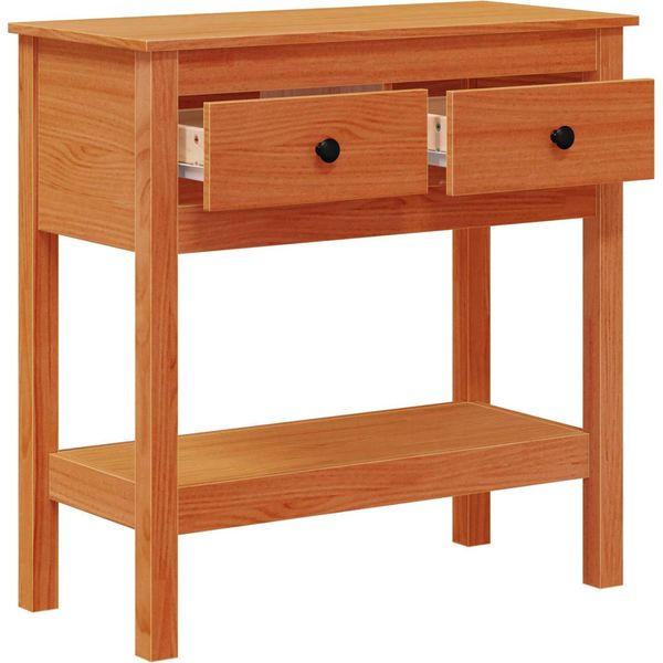 Vidaxl Tavolino Consolle Marrone Cera 75 X 35 X 75 Cm Legno Di Pino Massiccio-image