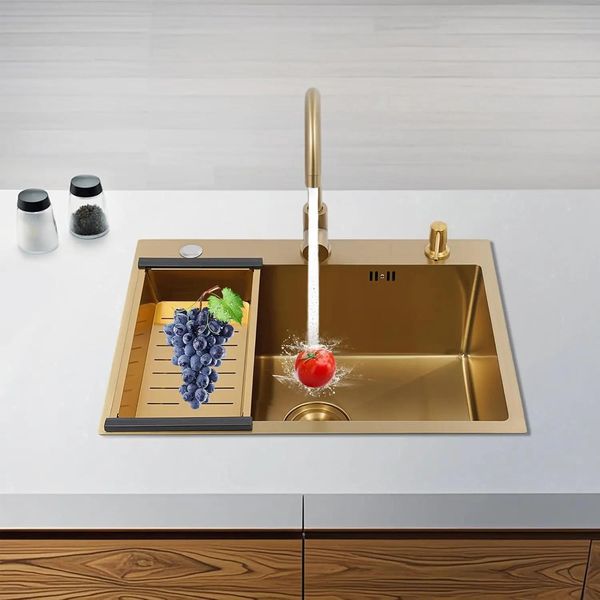 Lavello Da Cucina In Acciaio Inox - Lavello Da Appoggio/Da Incasso/Sottopiano - Vasca Singola - Per Cucina O Bar - Multifunzionale-image