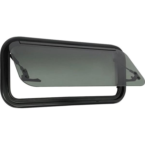 Finestra Per Camper/Roulotte - Finestra A Battente Con Cerniera - Con Zanzariera - Apertura Verso L'esterno - 70×30 Cm - Nero-image