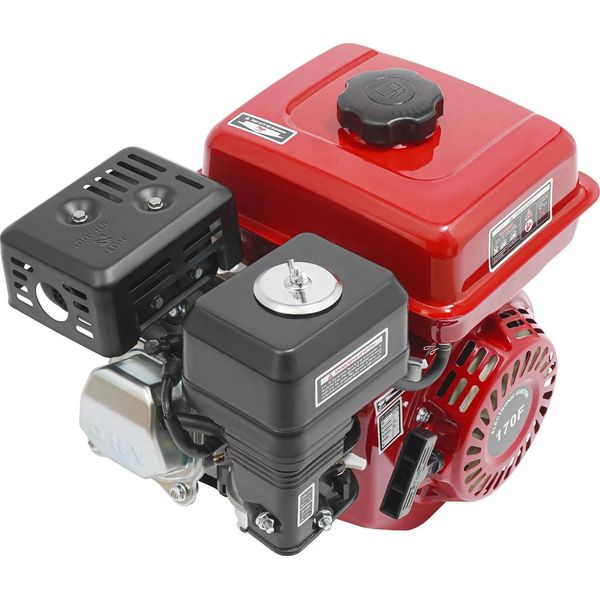 Motore A Benzina 210 Cm³ - Monocilindrico A 4 Tempi - Potenza 7,5 Cv (4 Kw) - Raffreddato Ad Aria - Avviamento A Strappo - Per Pompe Dell'acqua - Rosso-image