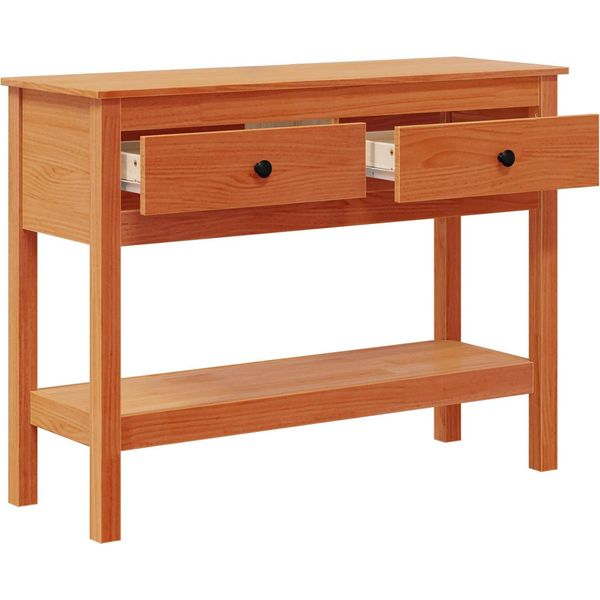 Vidaxl Tavolino Da Salotto Marrone Cera 100 X 35 X 75 Cm Legno Di Pino Massiccio-image