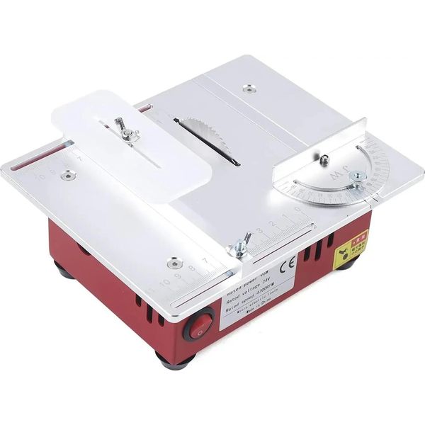 Mini Sega Circolare Da Tavolo Per Fai Da Te E Modellismo - Sega Di Precisione - 96 W - 9200-9500 Giri/Min - 7 Livelli Di Velocità - Profondità Di Taglio 14 Mm - 110-240 V Ca, Aspirazione Della Polvere - Rosso-image