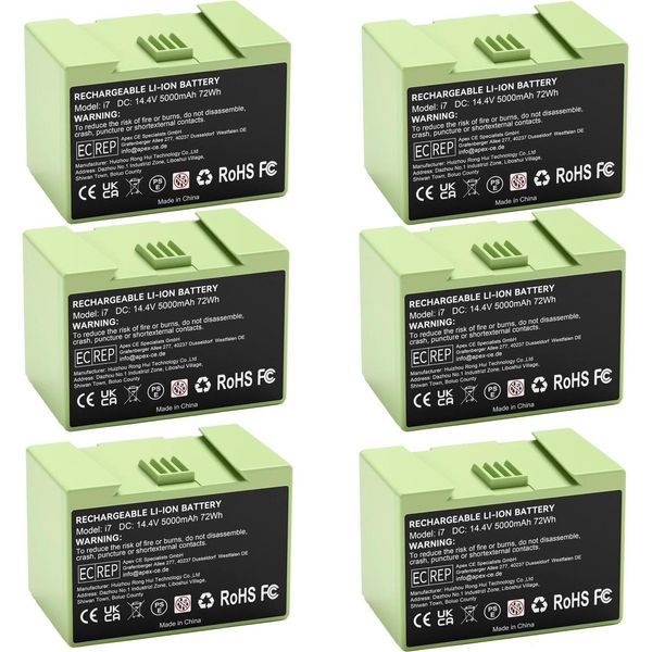 Batteria Di Ricambio Per Robot Aspirapolvere - Compatibile Con I7/I3/I4/E5/E6 - Li‑Ion - Capacità ≥3500 Mah - Ricaricabile - Rohs - Azzurro Cielo-image
