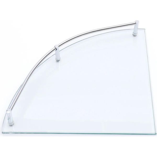 Scaffale Angolare In Vetro Di Sicurezza - Triangolare, Montato A Parete - 1 Ripiano - Morsetti In Acciaio Inossidabile - 23,5×23,5×4 Cm - Salvaspazio - Design Moderno - Trasparente-image