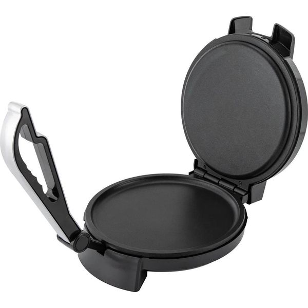 Pressa Per Tortilla - Roti/Tortilla Maker Elettrico - 1200 W - 220 V - Riscaldamento Su Entrambi I Lati - Rivestimento Antiaderente - Temperatura 200-260 °C - Acciaio Inossidabile/Bachelite - Nero-image