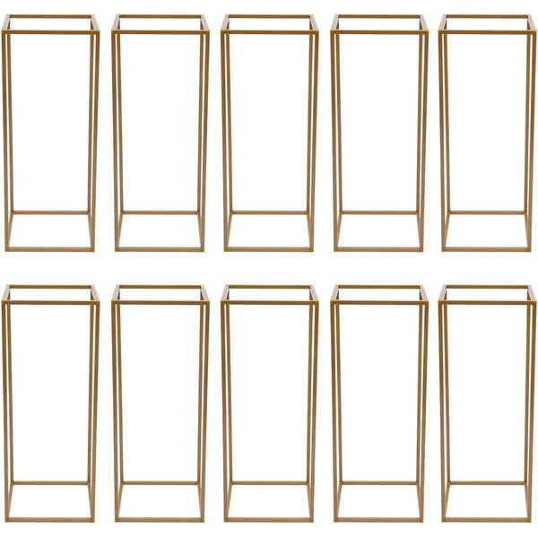Portafiori - Colonna In Metallo Per Tavolo - Set Da 10 - 60 Cm Di Altezza - Autoportante - Ferro - Oro-image