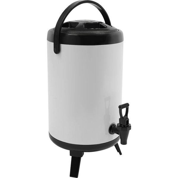 Distributore Di Bevande Isolato - Contenitore Termico Con Rubinetto - Capacità 10 L - Per Bevande Calde E Fredde - Acciaio Inossidabile - Bianco-image
