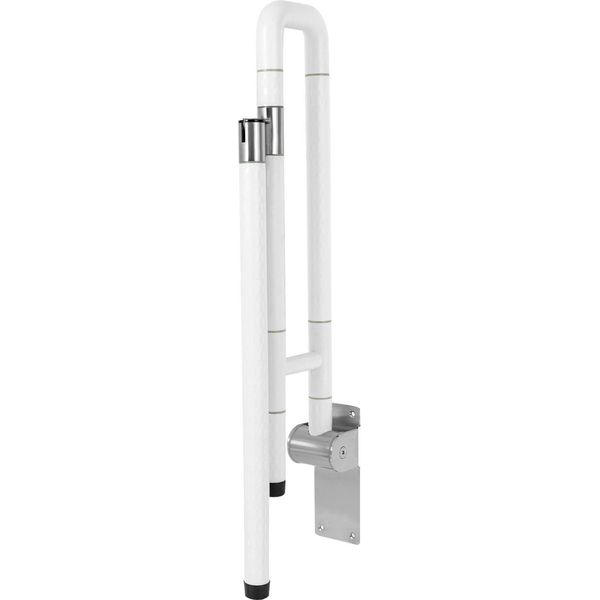 Maniglione Di Sostegno Per Vasca Da Bagno - Ribaltabile, Montaggio A Parete - 60 X 70 Cm - Acciaio Inossidabile + Abs - Portata 100 Kg - Tubo Ø3,2 Cm - Bianco-image