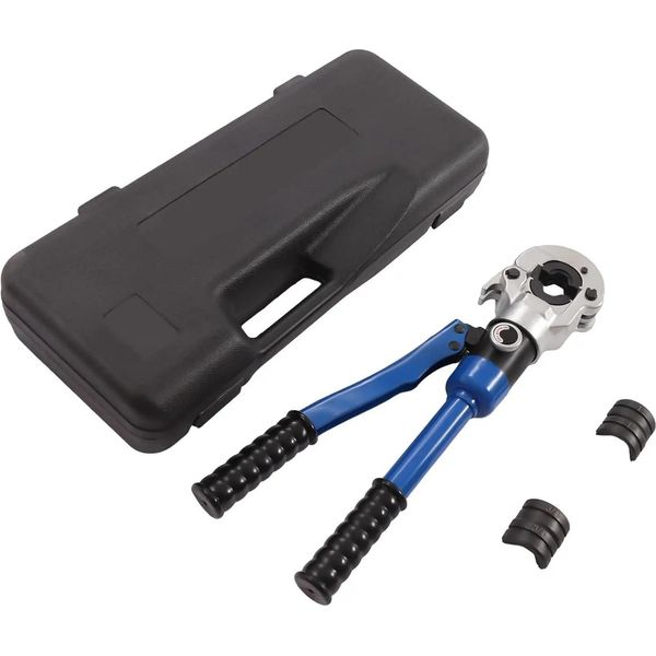Pinza Idraulica Per Tubi - Pinza Di Pressatura - Forza Di Pressatura 8-10 Tonnellate - Per Tubi In Rame 1,27/1,9/2,54 Cm - Acciaio, Impugnatura In Gomma - Blu Scuro-image