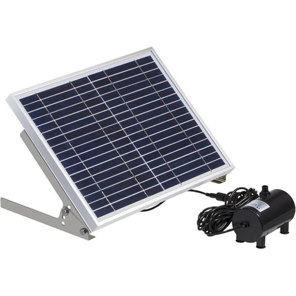 Pompa Solare Per Acqua - Pompa Per Fontane Da Laghetto/Acquario - 1000 L/H - 1,5 M Di Prevalenza - Pannello Solare 17V/10W - Abs, Vetro, Lega Di Alluminio - IP68-image