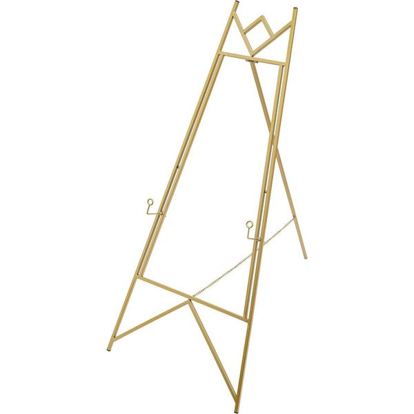 Espositore Per Poster - Cavalletto - 2 Pezzi - Acciaio - Catena Regolabile 60 Cm - Dimensioni 90×48 Cm - Portata 10 Kg - Oro-image