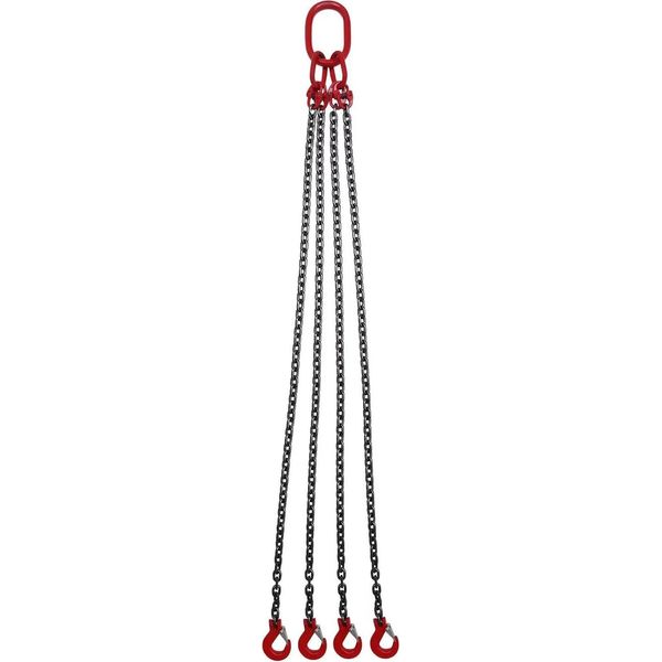 Catena Di Sollevamento Per Gru - 4 Fili G80 - Gancio Corto Con Gancio A Forcella - Lunghezza Utile 1,5 M - Portata 5 T - Acciaio Legato-image