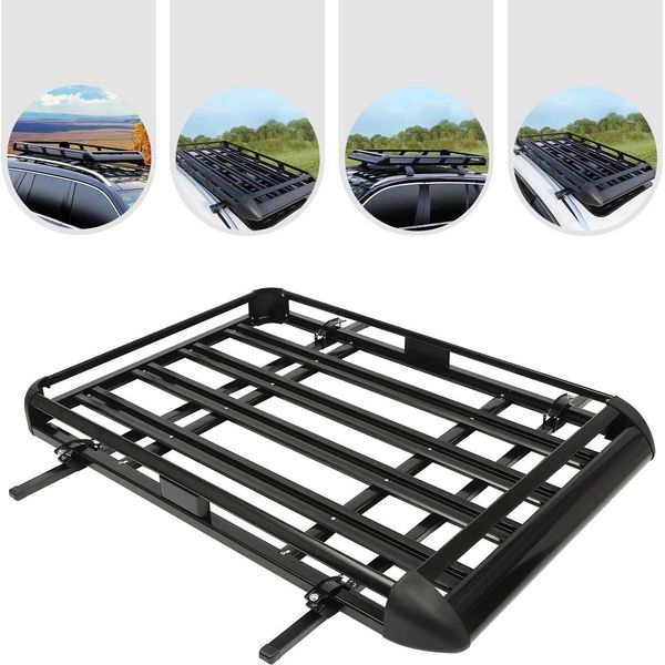 Portapacchi Per Auto - Ampio Portapacchi In Alluminio - Larghezza Regolabile - Universale Per Suv Con Barre Sul Tetto - Capacità Di Carico Fino A 150 Kg - Nero-image