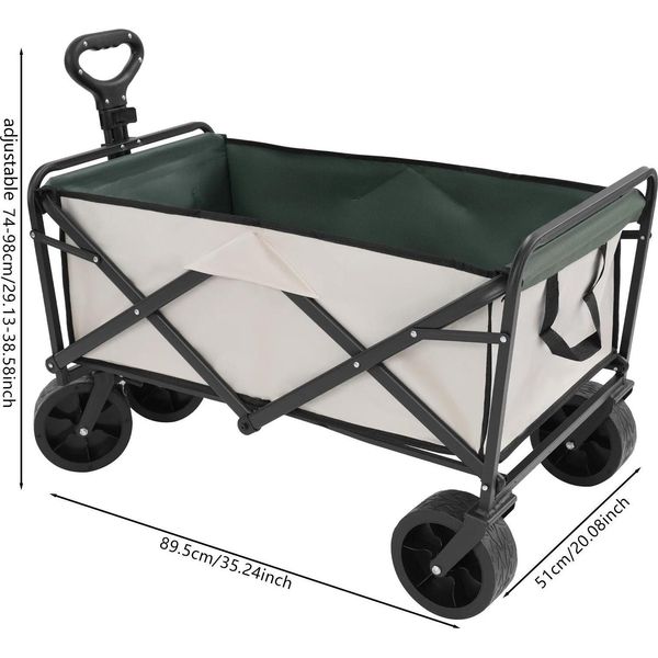Carrello Pieghevole - Carrello Di Trasporto - Capacità Di Carico 115 Kg - 4 Ruote - Per Carichi Pesanti Per Campeggio/Spiaggia/Giardino/Acquisti - Rosso-image