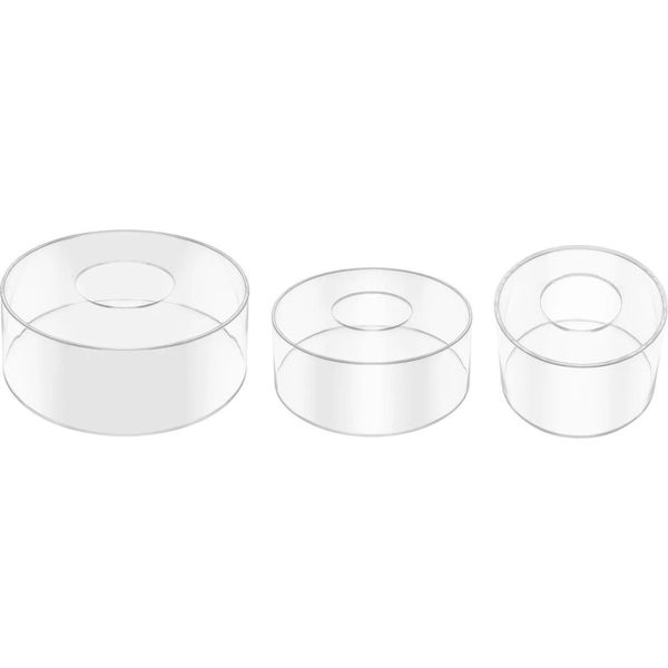 Espositore Rotondo In Acrilico Per Torte - Set Da 3 Pezzi - Diametro 15/20/30 Cm - Per Torte E Dessert - Matrimoni E Compleanni - Trasparente-image