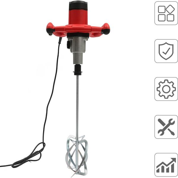 Miscelatore Elettrico Per Vernici E Malte - Betoniera Manuale - 1800 W - 2 Velocità - Alimentazione Ca - Per Vernici, Malte, Calcestruzzo, Bitume - Rosso-image