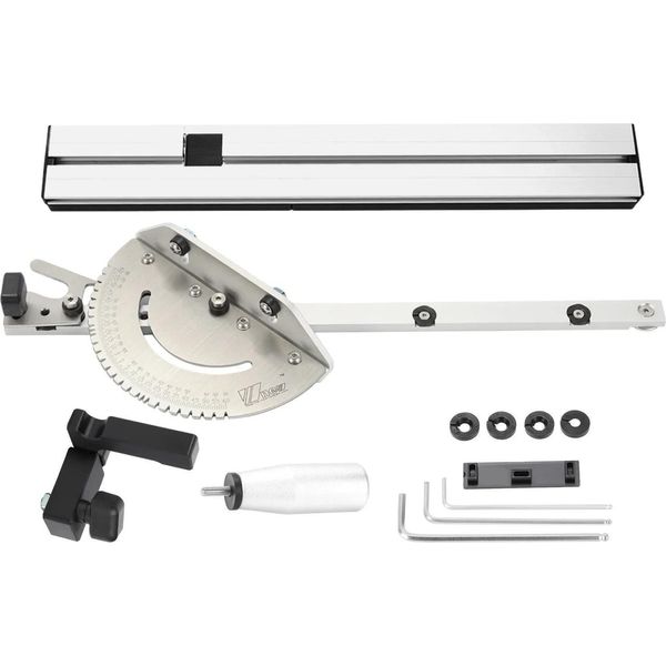 Guida Angolare Per Sega Circolare Da Tavolo - Set Combinato - Binario Da 450 Mm - Guida Flip-Stop - Dispositivo Per Incastri A Pettine/Giunti A Scatola - Guida Angolare Di Precisione - Bianco-image