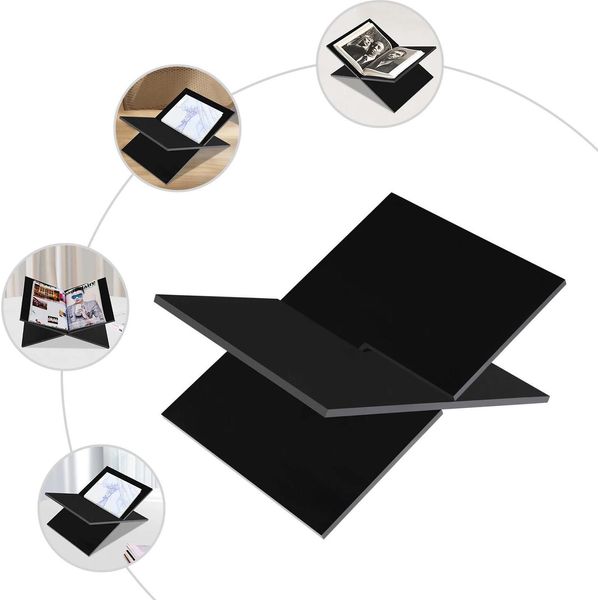 Porta Libri In Acrilico - Porta Libri A Forma Di X - Pieghevole - Leggero - Telaio A Croce - Per Tavolo - Nero-image