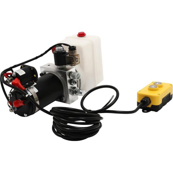 Unità Idraulica - Pompa Idraulica Elettrica - 800 W - 12 V Cc - A Semplice Effetto - Power Up/Gravity Down - Indicatore Di Tensione - Spina Ue - Argento-image