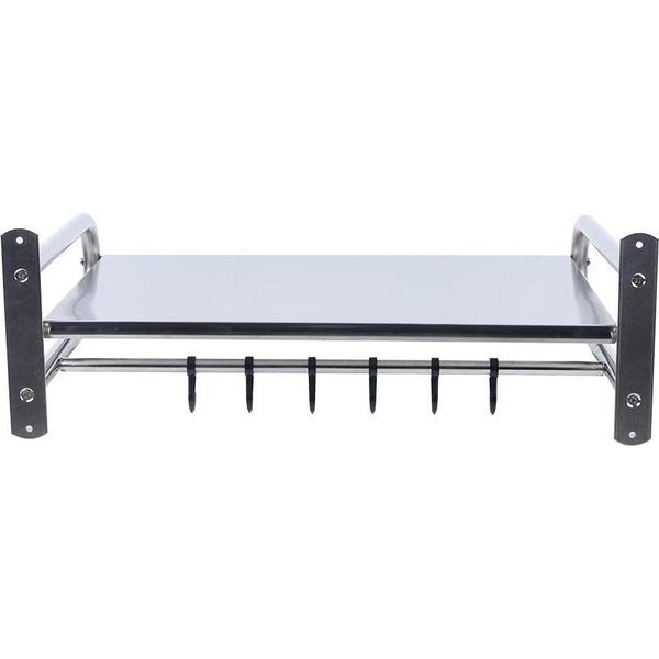 Ripiano Per Microonde - Supporto A Parete - Acciaio Inossidabile - Resistente All'usura E Al Calore - 1 Ripiano - Portata 30 Kg - 48×38×2 Cm - Argento-image