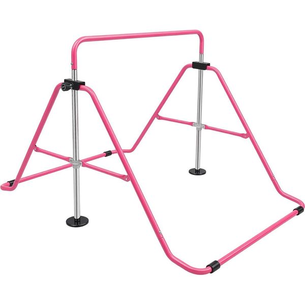 Sbarra/Parallele Per Bambini - Parallele Asimmetriche - Telaio Pieghevole In Acciaio - Portata 100 Kg - Per Interni Ed Esterni - Età 3-8 Anni - Rosa-image