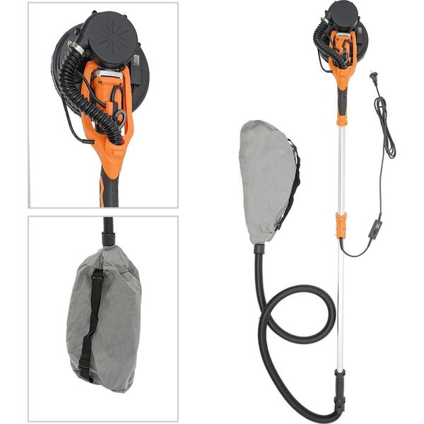 Levigatrice Per Pareti E Soffitti - Levigatrice Elettrica Per Cartongesso - 750 W - Regolazione Della Velocità - Aspirazione Della Polvere - Spina Ue - Arancione-image