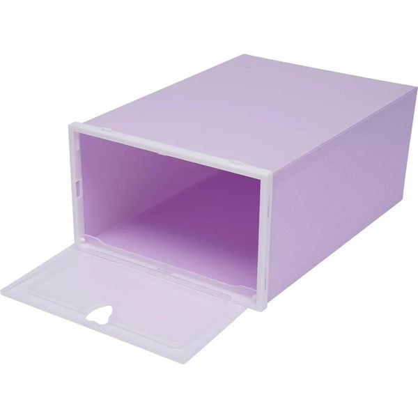 Scatole Per Scarpe, Confezione Da 20 - Scatole Portaoggetti - Coperchio Ribaltabile - Impilabili - 23×33×14 Cm - Plastica - Motivo A Cuore - Viola-image