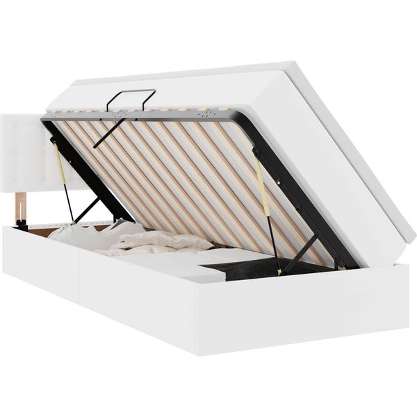 Vidaxl Letto Contenitore Con Materasso Bianco Puro 90 X 200 Cm Pelle Finta-image