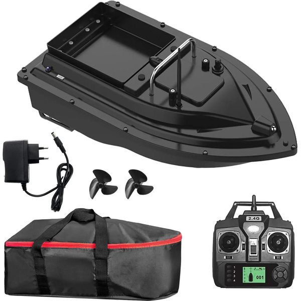 Barca Per La Pesca - D16E Gps Bait Boat - Ampio Contenitore Per Esche - Erogazione Automatica Delle Esche - Portata Fino A 500 M - Abs + Metallo - Nero-image