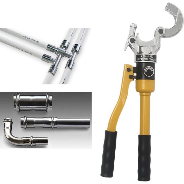 Pinza Idraulica Per Tubi - Utensile Di Pressatura - Testa Girevole A 360° - Acciaio Cr40 - 4 Ganasce Intercambiabili - Per Tubi In Alluminio E Plastica-image